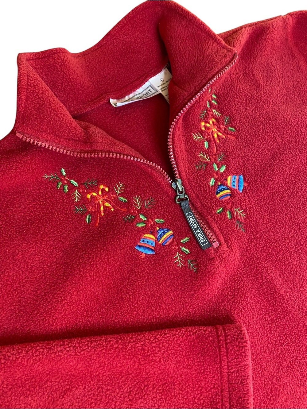 Erika Sport Fleece Quarter Zip Women’s L Christmas Holiday 90s Mom Grandma Party
